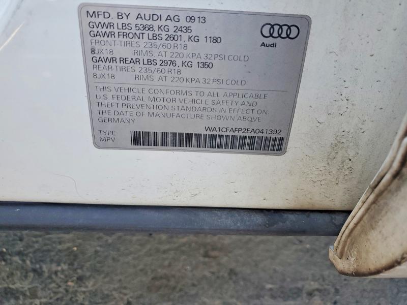 58323166 :رقم المزاد ، WA1CFAFP2EA041392 vin ، 2014 Audi Q5 مزاد بيع