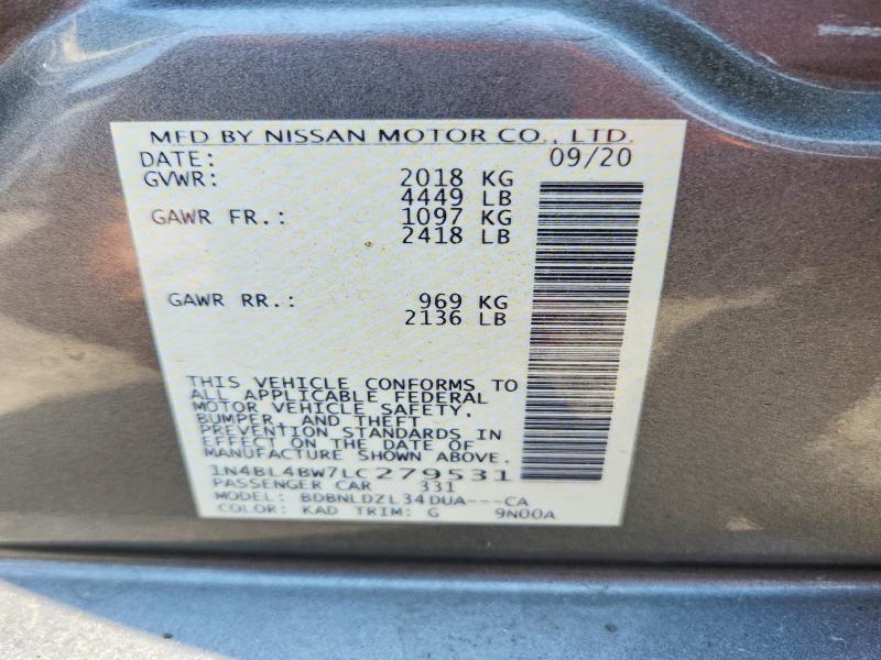 Aukcja sprzedaży 2020 Nissan Altima, vin: 1N4BL4BW7LC279531, numer aukcji: 56251596