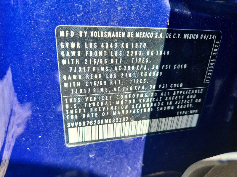 Продажа на аукционе авто 2024 Volkswagen Taos, vin: 3VV5X7B28RM082287, номер лота: 58270116