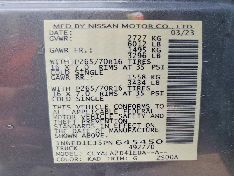 Продажа на аукционе авто 2023 Nissan Frontier, vin: 1N6ED1EJ5PN645450, номер лота: 57534606