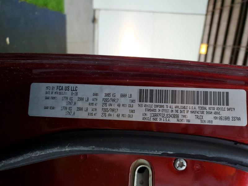 Продажа на аукционе авто 2018 Ram 1500, vin: 1C6RR7FG2JS343898, номер лота: 57849866