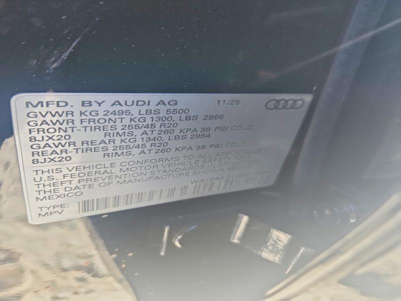 2025 Audi Q5 მანქანა იყიდება აუქციონზე, vin: WA12AAGU3S2109851, აუქციონის ნომერი: 55794886