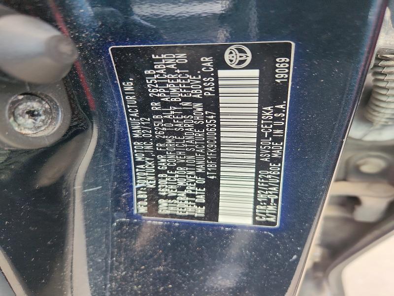 Aukcja sprzedaży 2012 Toyota Camry, vin: 4T1BF1FK9CU063547, numer aukcji: 55729286