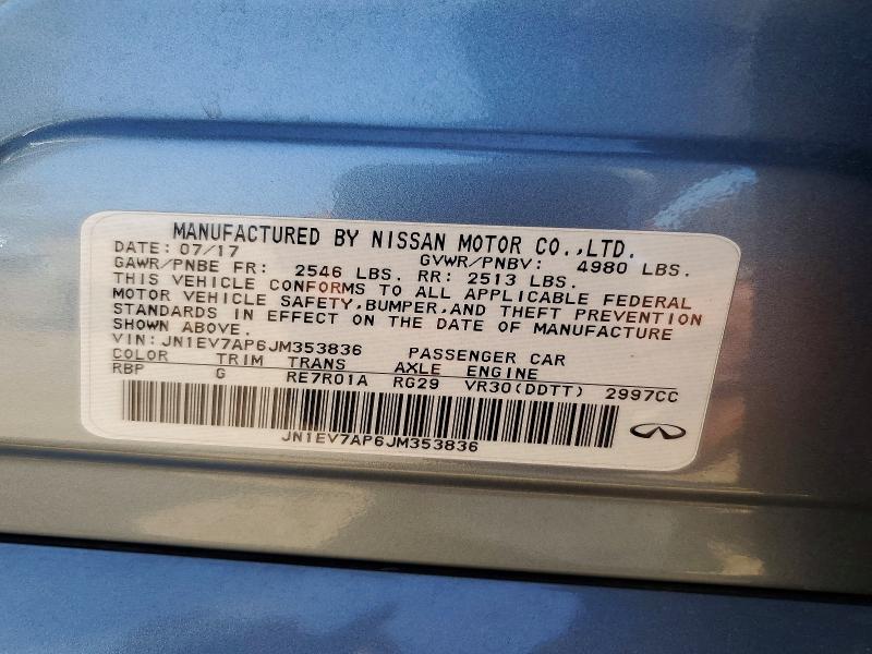 2018 Infiniti Q50 მანქანა იყიდება აუქციონზე, vin: JN1EV7AP6JM353836, აუქციონის ნომერი: 57140026