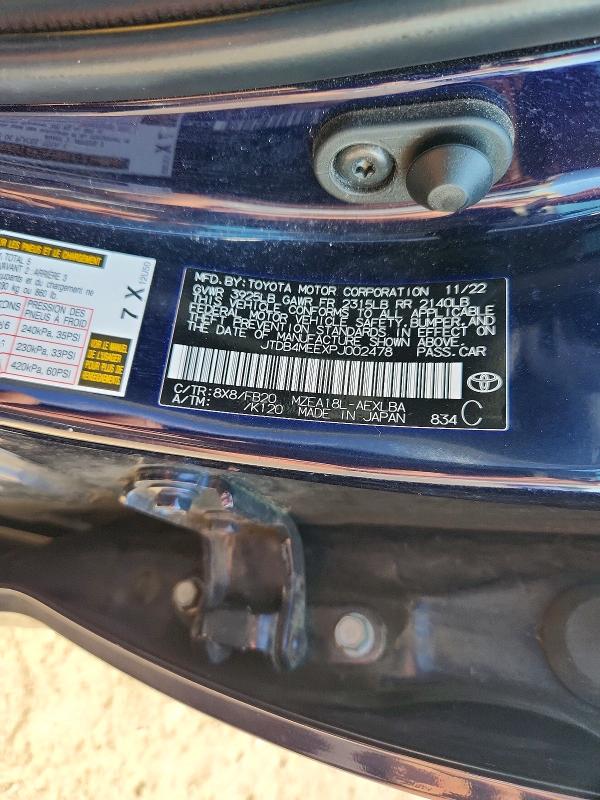 59236806 :رقم المزاد ، JTDB4MEEXPJ002478 vin ، 2023 Toyota Corolla مزاد بيع