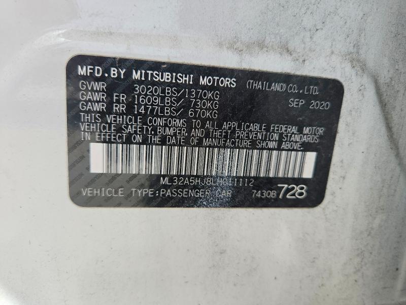 59083866 :رقم المزاد ، ML32A5HJ8LH011112 vin ، 2020 Mitsubishi Mirage مزاد بيع