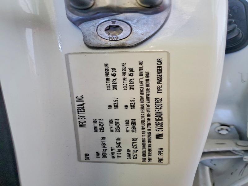 2019 Tesla Model 3 მანქანა იყიდება აუქციონზე, vin: 5YJ3E1EA0KF430752, აუქციონის ნომერი: 55991546
