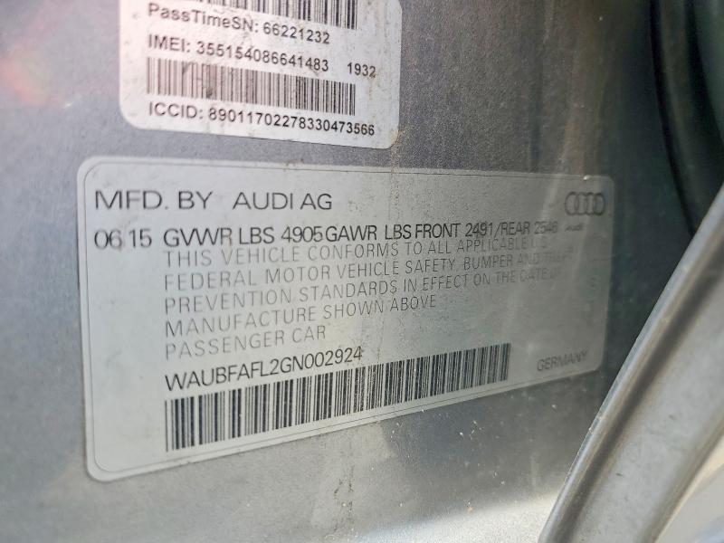 Aukcja sprzedaży 2016 Audi A4, vin: WAUBFAFL2GN002924, numer aukcji: 56476086
