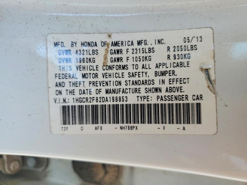 2013 Honda Accord მანქანა იყიდება აუქციონზე, vin: 1HGCR2F82DA198853, აუქციონის ნომერი: 56953926
