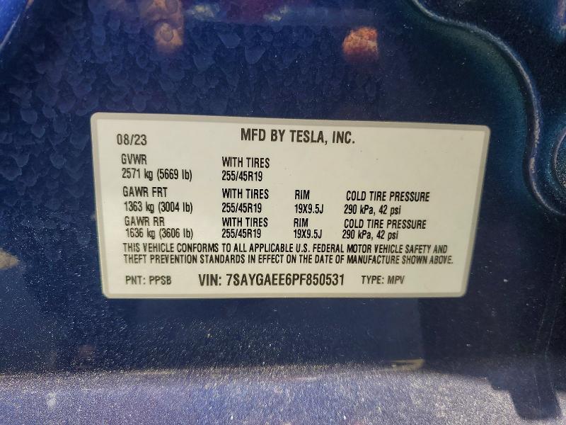 59139506 :رقم المزاد ، 7SAYGAEE6PF850531 vin ، 2023 Tesla Model Y مزاد بيع