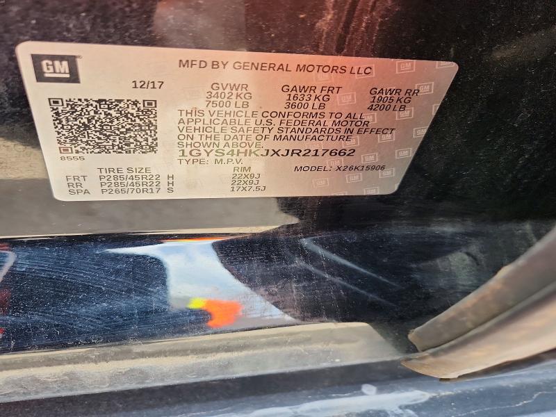Auction sale of the 2018 Cadillac Escalade, vin: 1GYS4HKJXJR217662, lot number: 56448036