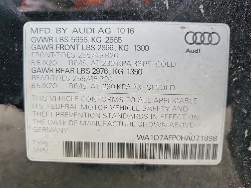 Aukcja sprzedaży 2017 Audi Q5, vin: WA1D7AFP0HA071898, numer aukcji: 57627726