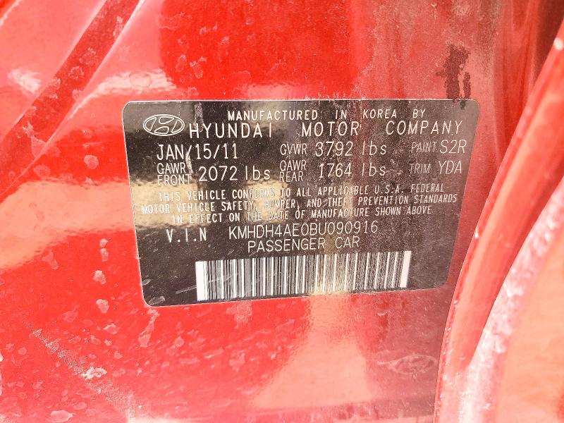 51381006 :رقم المزاد ، KMHDH4AE0BU090916 vin ، 2011 Hyundai Elantra مزاد بيع