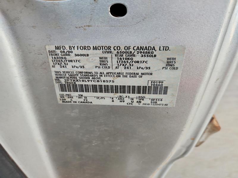 Aukcja sprzedaży 2000 Ford F150, vin: 2FTRX18L9YCB18575, numer aukcji: 55694666