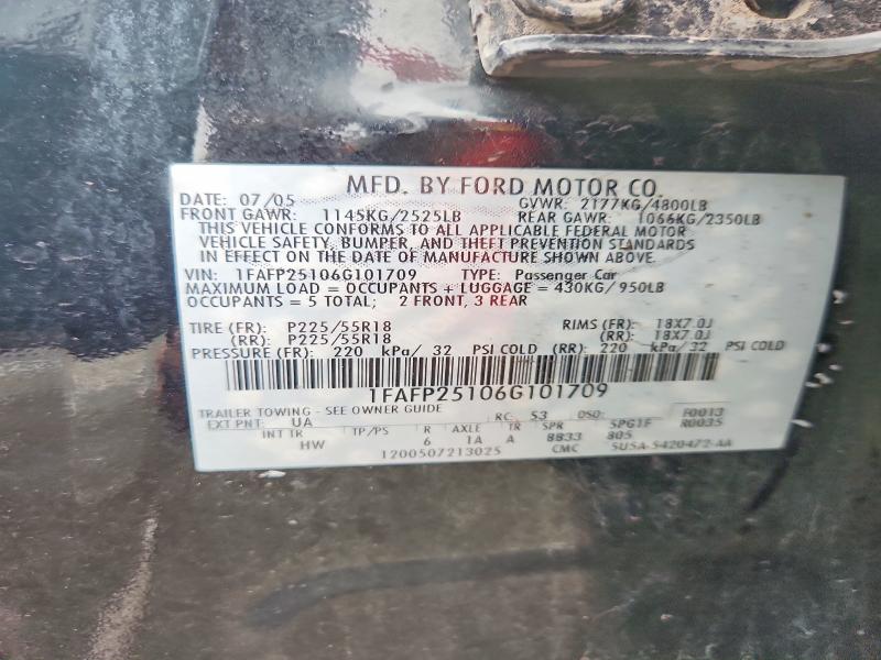 Продажа на аукционе авто 2006 Ford Five Hundred, vin: 1FAFP25106G101709, номер лота: 58424036