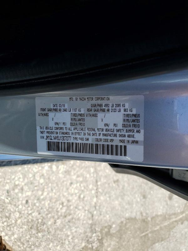 Aukcja sprzedaży 2018 Mazda 6, vin: JM1GL1WY6J1307077, numer aukcji: 57377336