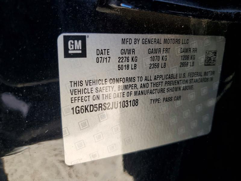 2018 Cadillac Ct6 მანქანა იყიდება აუქციონზე, vin: 1G6KD5RS2JU103108, აუქციონის ნომერი: 56848196