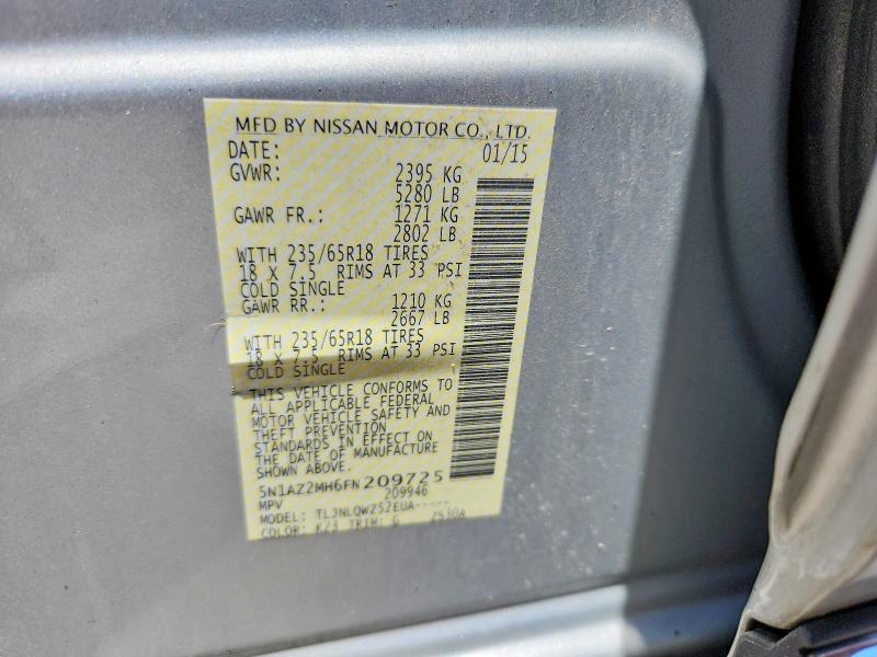 Продаж на аукціоні авто 2015 Nissan Murano, vin: 5N1AZ2MH6FN209725, номер лоту: 57248676
