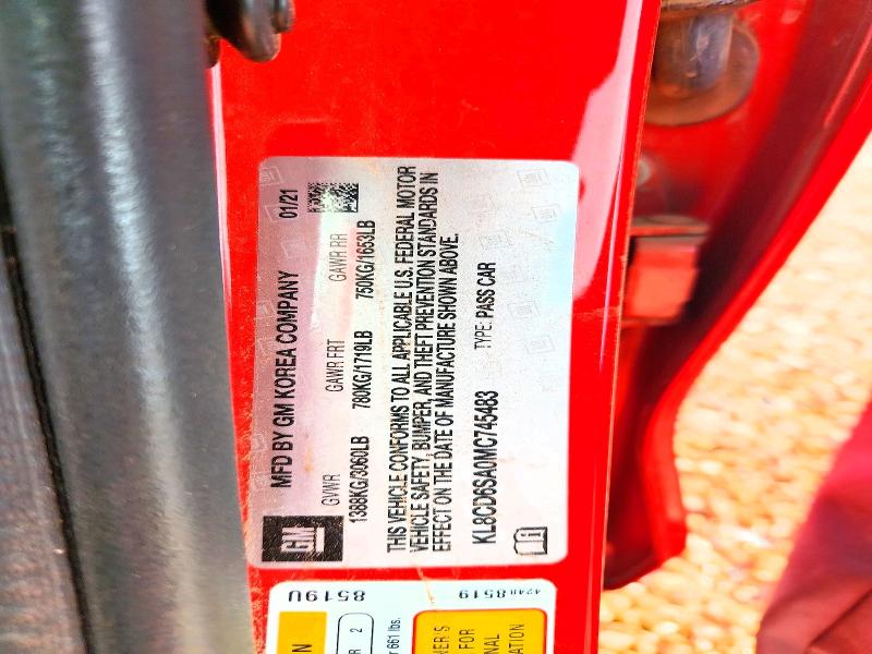 58939336 :رقم المزاد ، KL8CD6SA0MC745483 vin ، 2021 Chevrolet Spark مزاد بيع