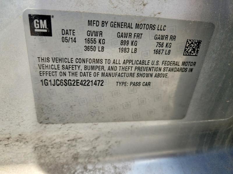 Продажа на аукционе авто 2014 Chevrolet Sonic, vin: 1G1JC6SG2E4221472, номер лота: 57434996