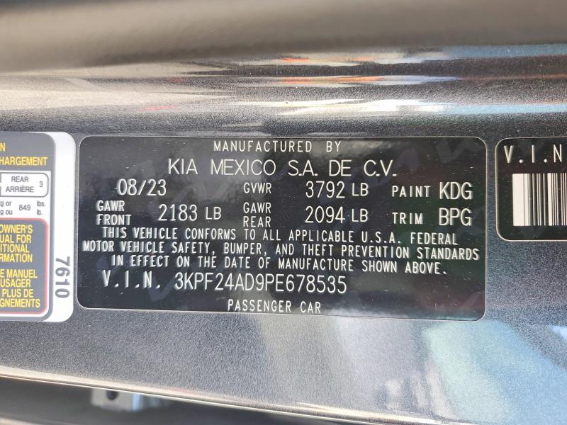 58594476 :رقم المزاد ، 3KPF24AD9PE678535 vin ، 2023 Kia Forte مزاد بيع