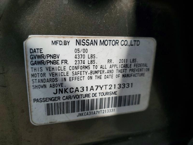 Aukcja sprzedaży 2000 Infiniti I30, vin: JNKCA31A7YT213331, numer aukcji: 58300596