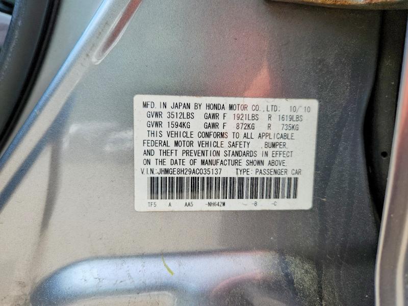 Продаж на аукціоні авто 2010 Honda Fit, vin: JHMGE8H29AC035137, номер лоту: 56805226