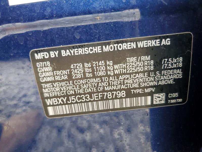 55357116 :رقم المزاد ، WBXYJ5C33JEF78798 vin ، 2018 Bmw X2 مزاد بيع