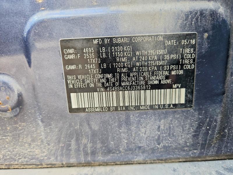 Продаж на аукціоні авто 2018 Subaru Outback, vin: 4S4BSACC6J3365812, номер лоту: 56750906