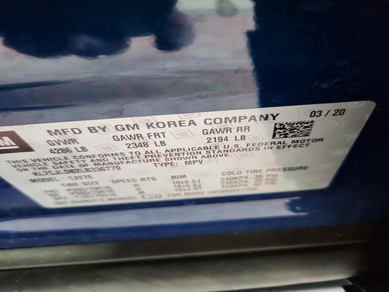 Продажа на аукционе авто 2020 Chevrolet Trax, vin: KL7CJLSB2LB336779, номер лота: 55727706