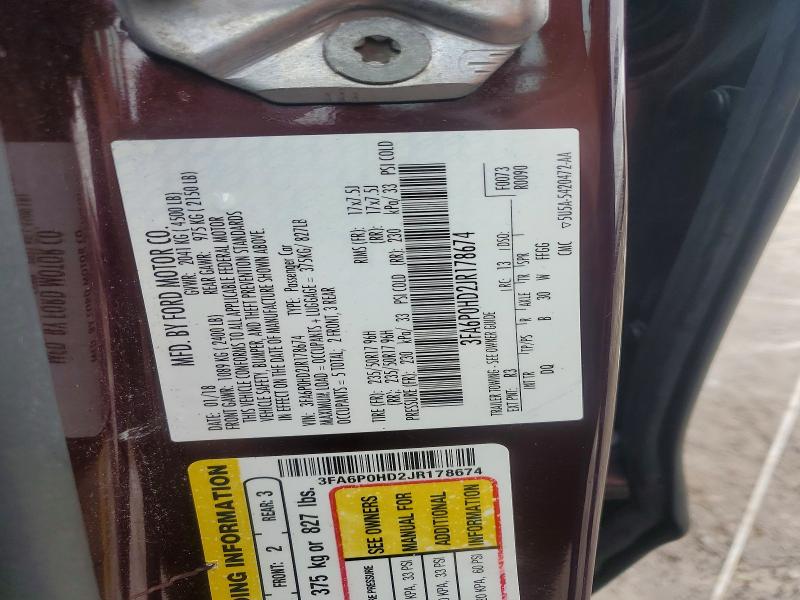 Aukcja sprzedaży 2018 Ford Fusion, vin: 3FA6P0HD2JR178674, numer aukcji: 58091086