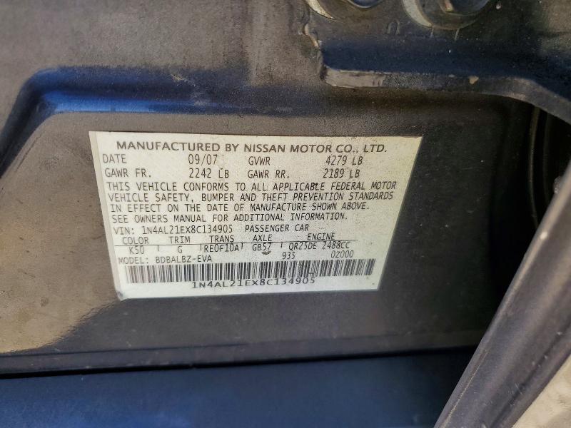 Aukcja sprzedaży 2008 Nissan Altima, vin: 1N4AL21EX8C134905, numer aukcji: 58581446