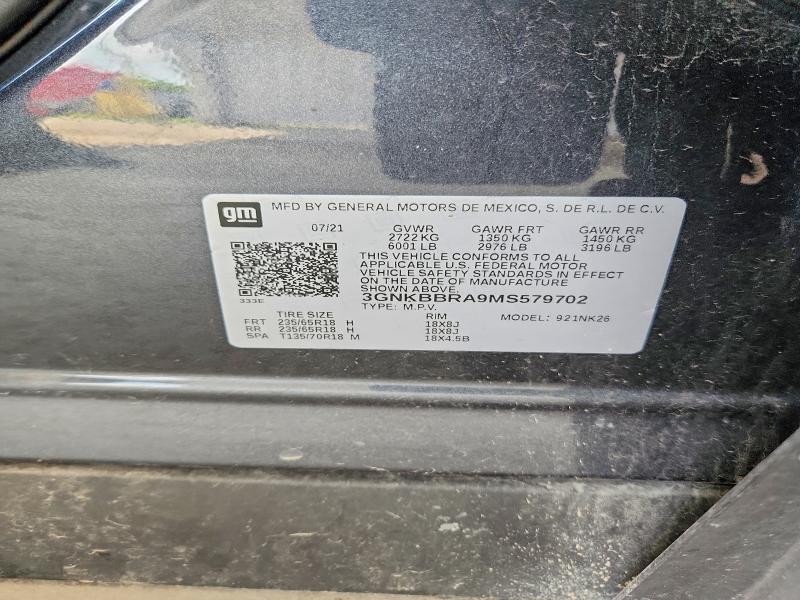 Aukcja sprzedaży 2021 Chevrolet Blazer, vin: 3GNKBBRA9MS579702, numer aukcji: 56351576