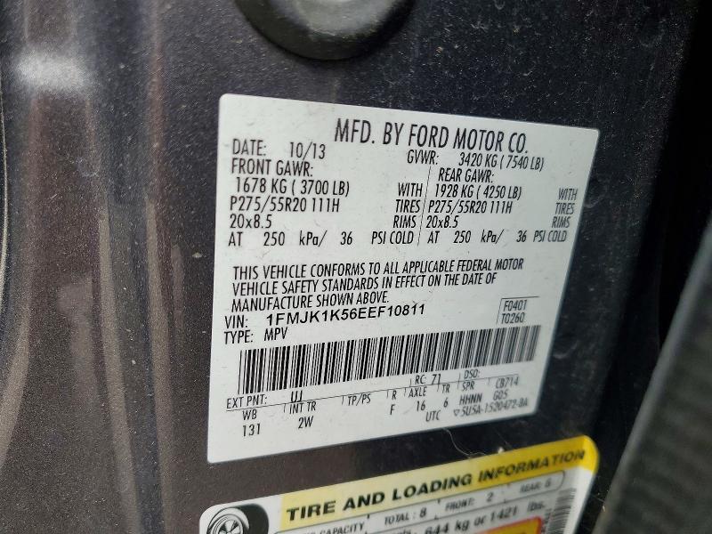 59010336 :رقم المزاد ، 1FMJK1K56EEF10811 vin ، 2014 Ford Expedition مزاد بيع