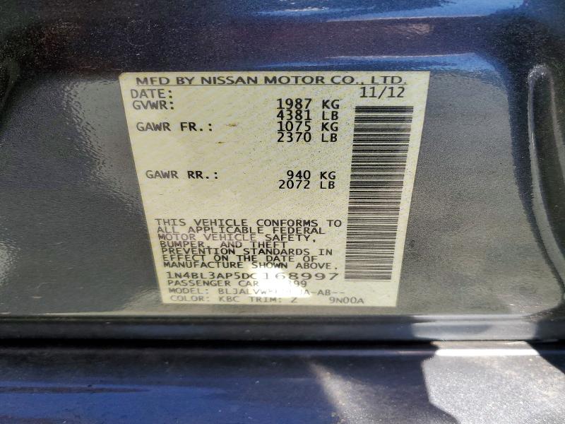 Продажа на аукционе авто 2013 Nissan Altima, vin: 1N4BL3AP5DC168997, номер лота: 55475326