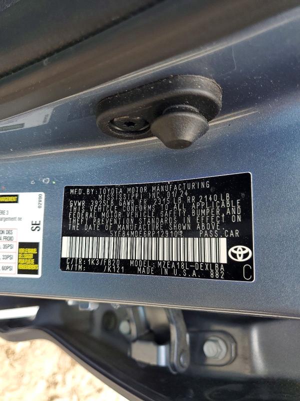 58087866 :رقم المزاد ، 5YFB4MDE6RP129101 vin ، 2024 Toyota Corolla مزاد بيع