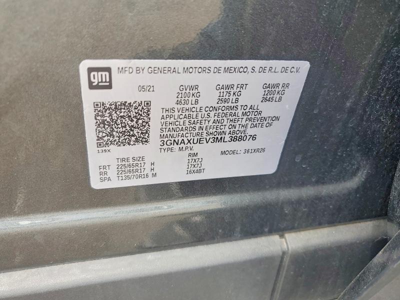 57417156 :رقم المزاد ، 3GNAXUEV3ML388076 vin ، 2021 Chevrolet Equinox مزاد بيع
