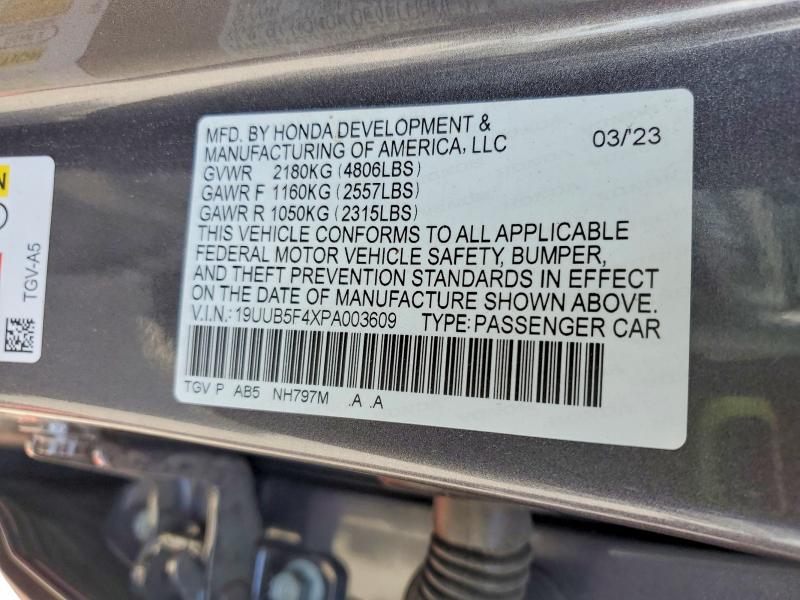 2023 Acura Tlx მანქანა იყიდება აუქციონზე, vin: 19UUB5F4XPA003609, აუქციონის ნომერი: 55039026