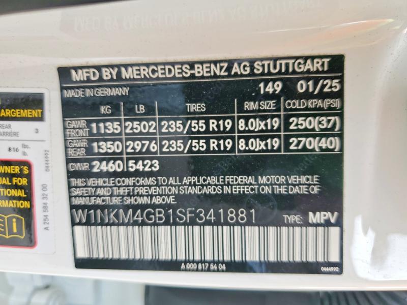 59127606 :رقم المزاد ، W1NKM4GB1SF341881 vin ، 2025 Mercedes-benz Glc مزاد بيع