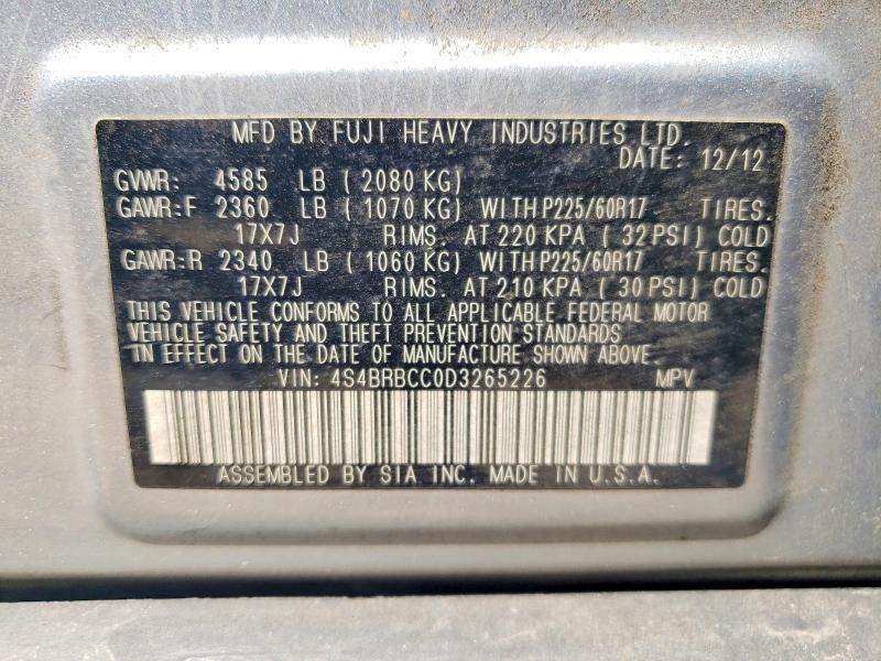 Aukcja sprzedaży 2013 Subaru Outback, vin: 4S4BRBCC0D3265226, numer aukcji: 55305196