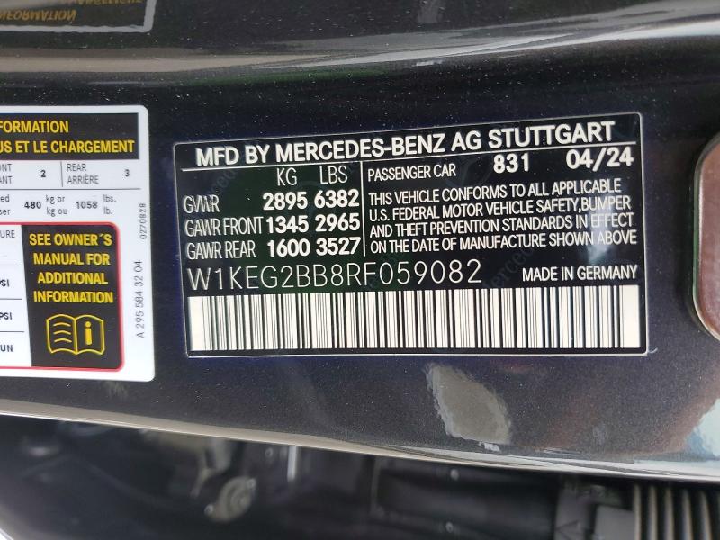 Продажа на аукционе авто 2024 Mercedes-benz Eqe Sedan, vin: W1KEG2BB8RF059082, номер лота: 58046376