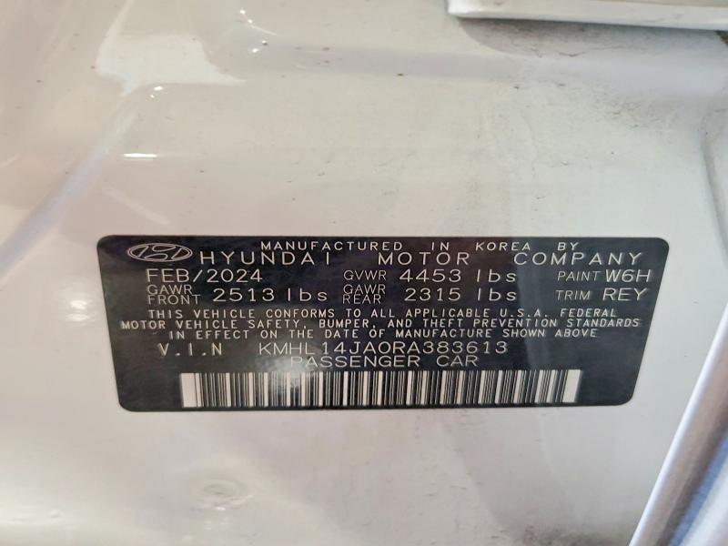 59197506 :رقم المزاد ، KMHL14JA0RA383613 vin ، 2024 Hyundai Sonata مزاد بيع