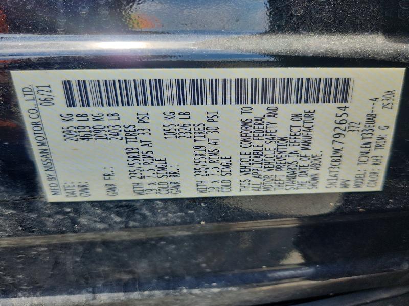 56024166 :رقم المزاد ، 5N1AT3CB1MC792654 vin ، 2021 Nissan Rogue مزاد بيع