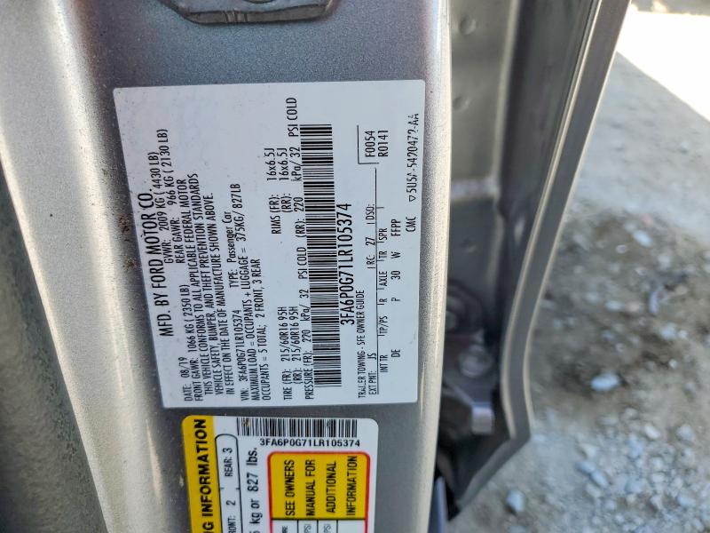Aukcja sprzedaży 2020 Ford Fusion, vin: 3FA6P0G71LR105374, numer aukcji: 55958996