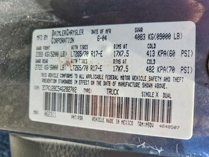 Aukcja sprzedaży 2004 Dodge Ram 2500, vin: 3D7KU28C54G282702, numer aukcji: 56548396