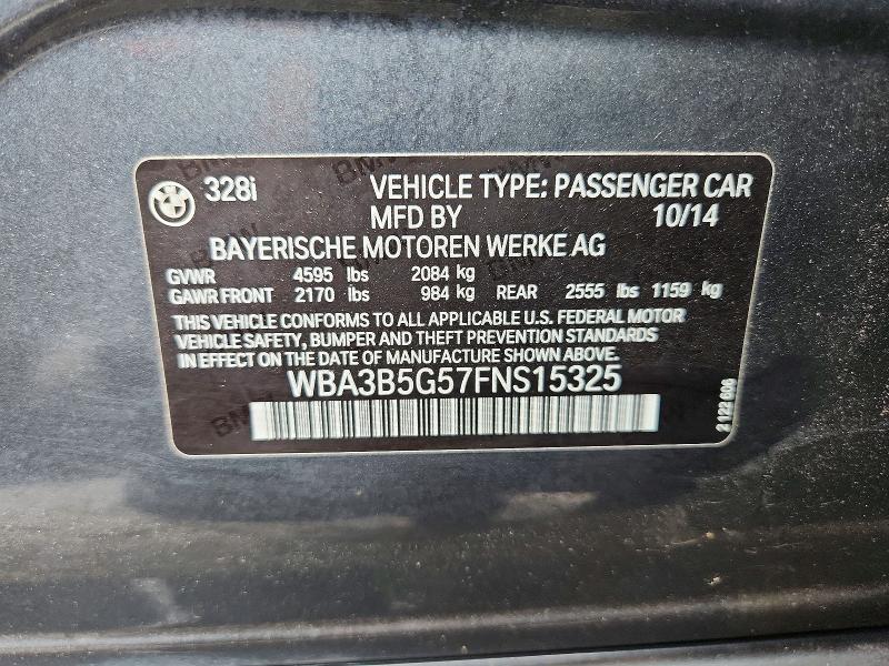 2015 Bmw 328 მანქანა იყიდება აუქციონზე, vin: WBA3B5G57FNS15325, აუქციონის ნომერი: 57441756