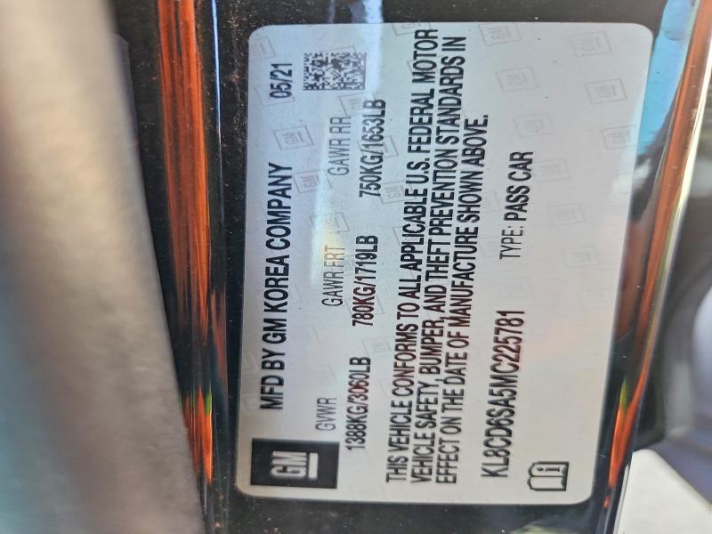 57520366 :رقم المزاد ، KL8CD6SA5MC225781 vin ، 2021 Chevrolet Spark مزاد بيع