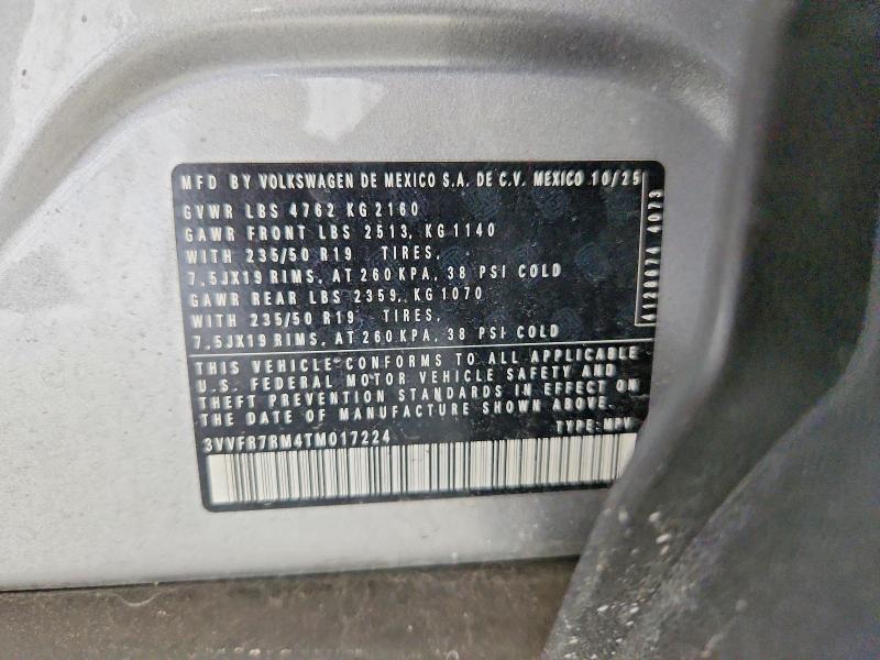 55806206 :رقم المزاد ، 3VVFR7RM4TM017224 vin ، 2026 Volkswagen Tiguan مزاد بيع