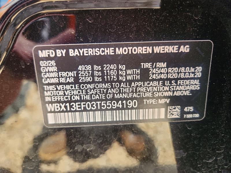 Aukcja sprzedaży 2026 Bmw X1, vin: WBX13EF03T5594190, numer aukcji: 59196446