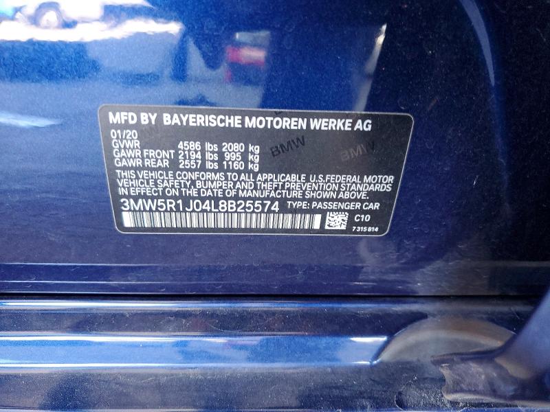 59163486 :رقم المزاد ، 3MW5R1J04L8B25574 vin ، 2020 Bmw 330i مزاد بيع
